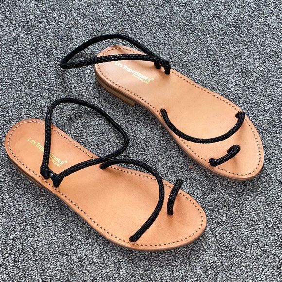 Black and Tan Women's Sandals - Picture 1 of 4